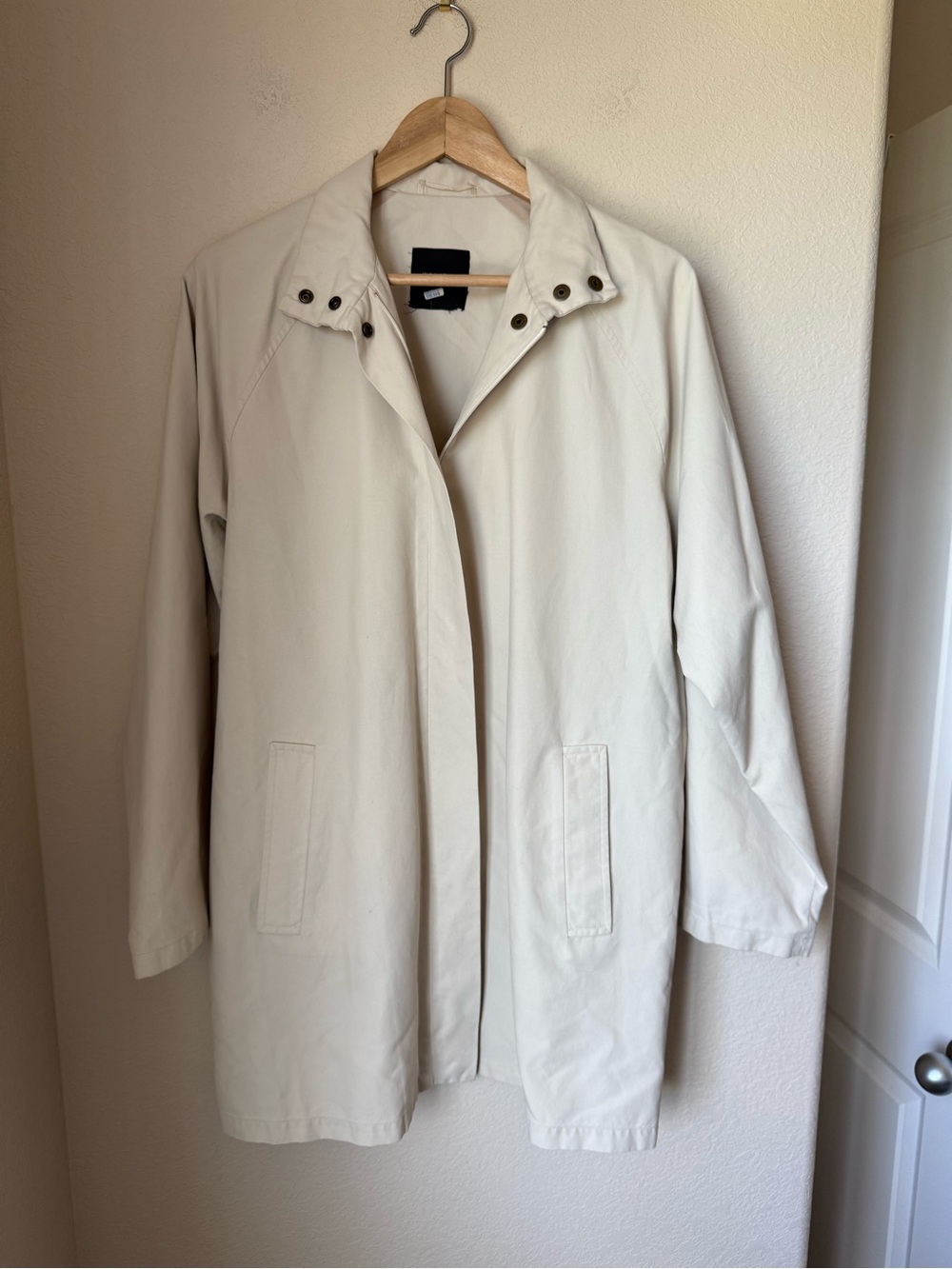 Weekend Max Mara Ivory Cotton Nylon Zip Front Car Coat Jacket Size 8